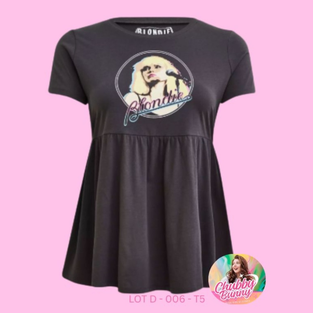 Torrid Blondie Babydoll Tee Size 5 Black Cotton Wash Classic Fit